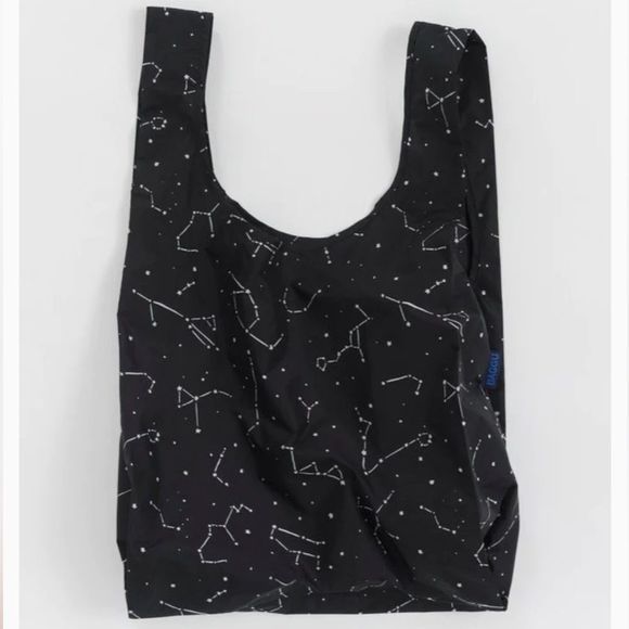 BAGGU Standard Reusable Nylon Shopping Bag Grocery Tote Black Constellation - Picture 6 of 6